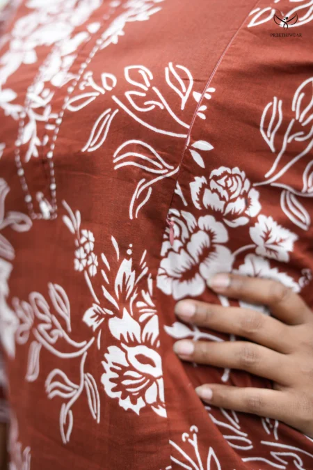 Brown Cotton Kurthi Feeding Top with Nursing Access on Both Sides