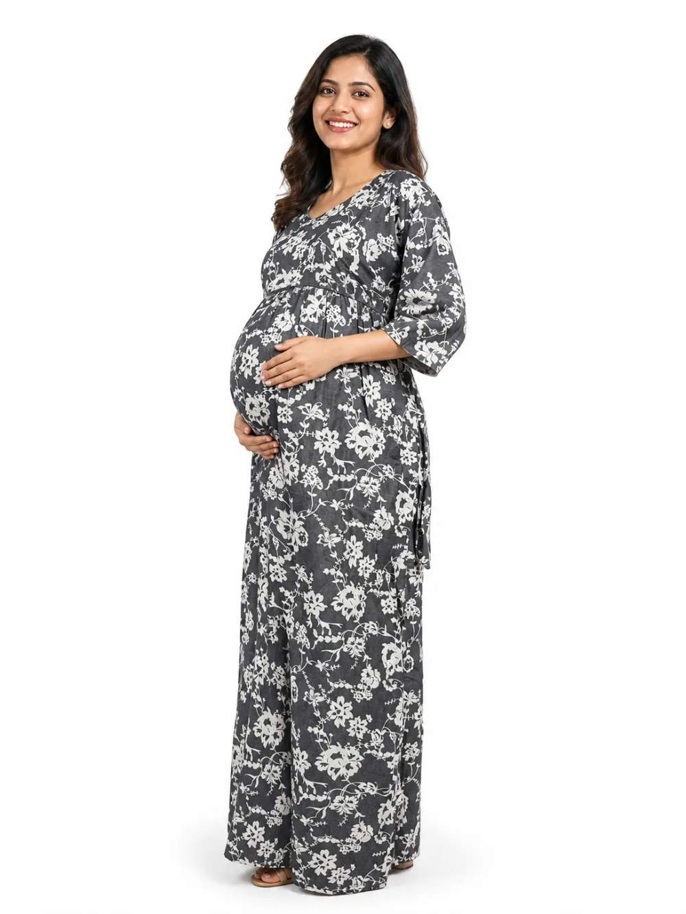 Ash Alpine frill feeding nighty with concealed nursing zips