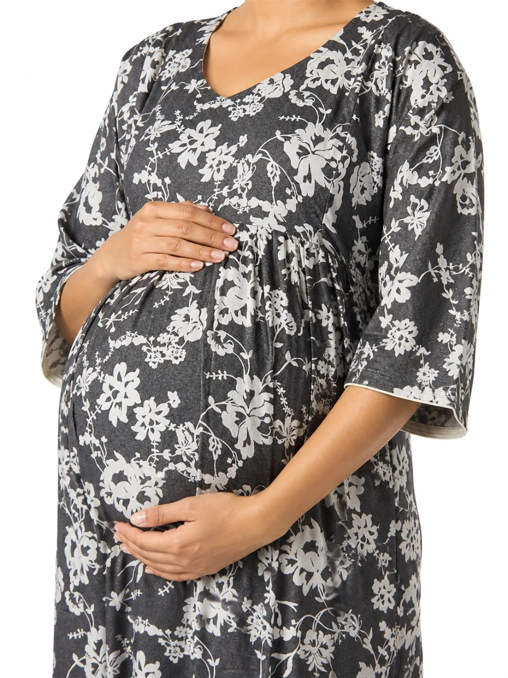 Ash Alpine frill feeding nighty with concealed nursing zips