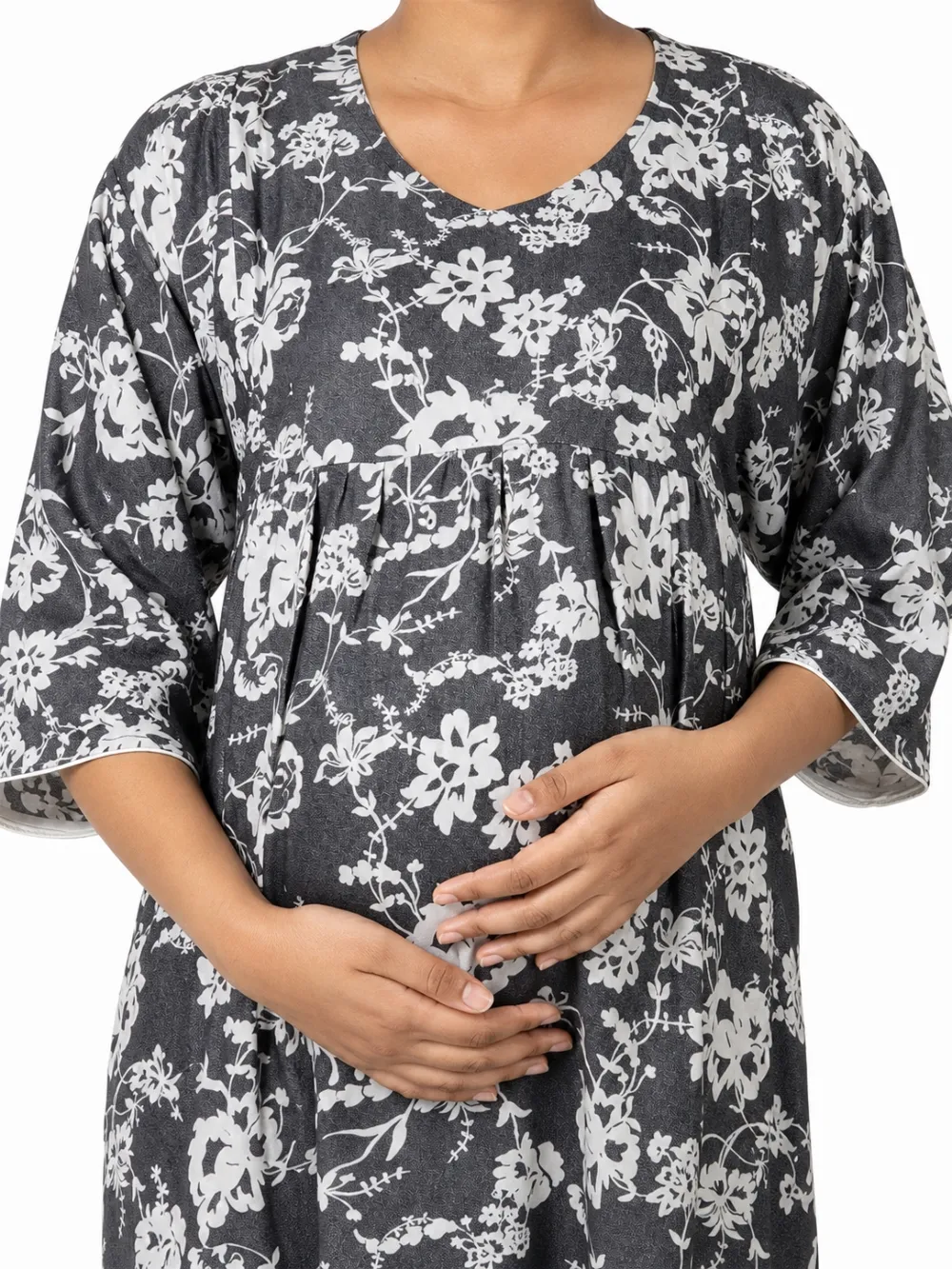 Ash Alpine frill feeding nighty with concealed nursing zips