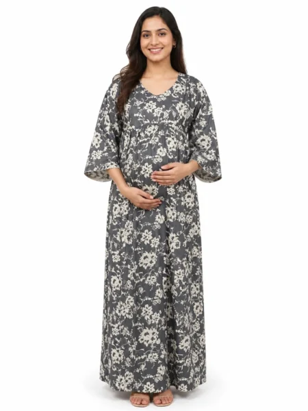 Ash Alpine frill feeding nighty with concealed nursing zips