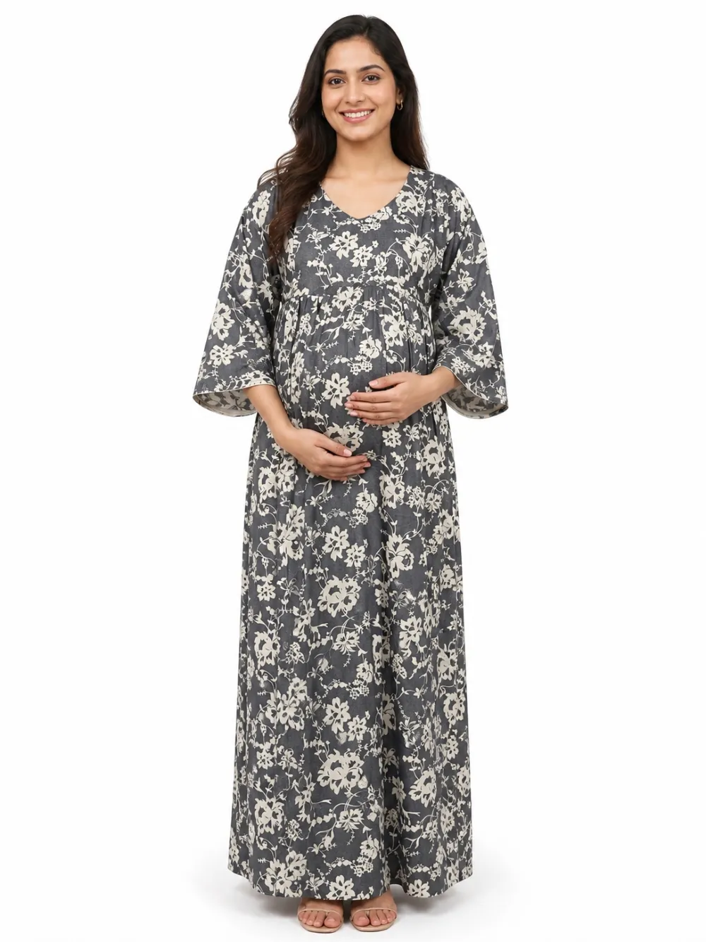 Ash Alpine frill feeding nighty with concealed nursing zips